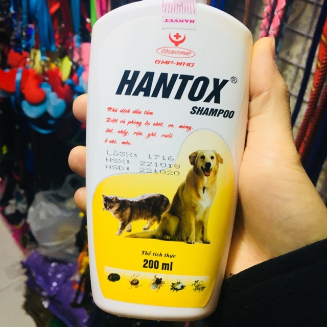 Sữa tắm hantox shampoo diệt ve rận bọ chét ghẻ chó mèo - dầu tắm diệt khuẩn ngoài da mèo và cún con