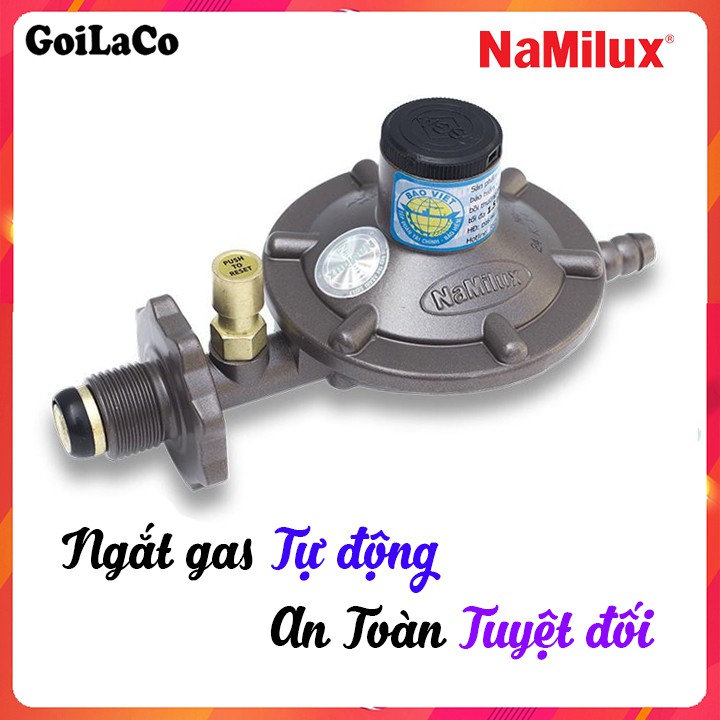 Bộ Van gas điều áp ngắt gas tự động Namilux NA - 337S VN + Dây gas Inox chống chuột