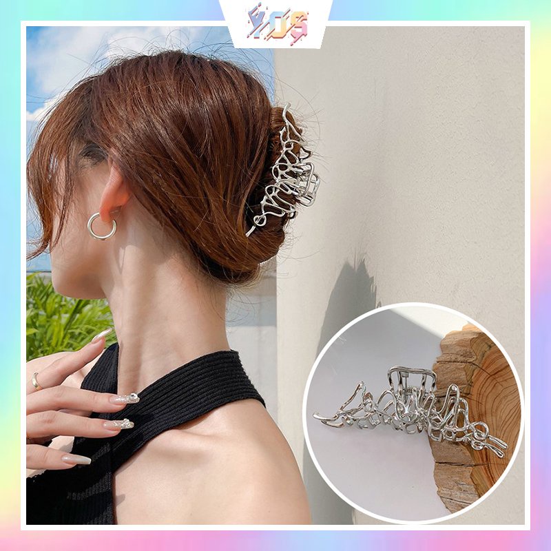 Kẹp tóc càng cua Hàn Quốc họa tiết kim loại sang chảnh HOT TREND
