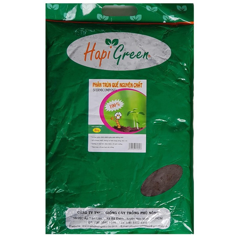 Giá Thể Dinh Dưỡng Hữu Cơ PHÂN TRÙN QUẾ Hapi Green Phú Nông - 2kg