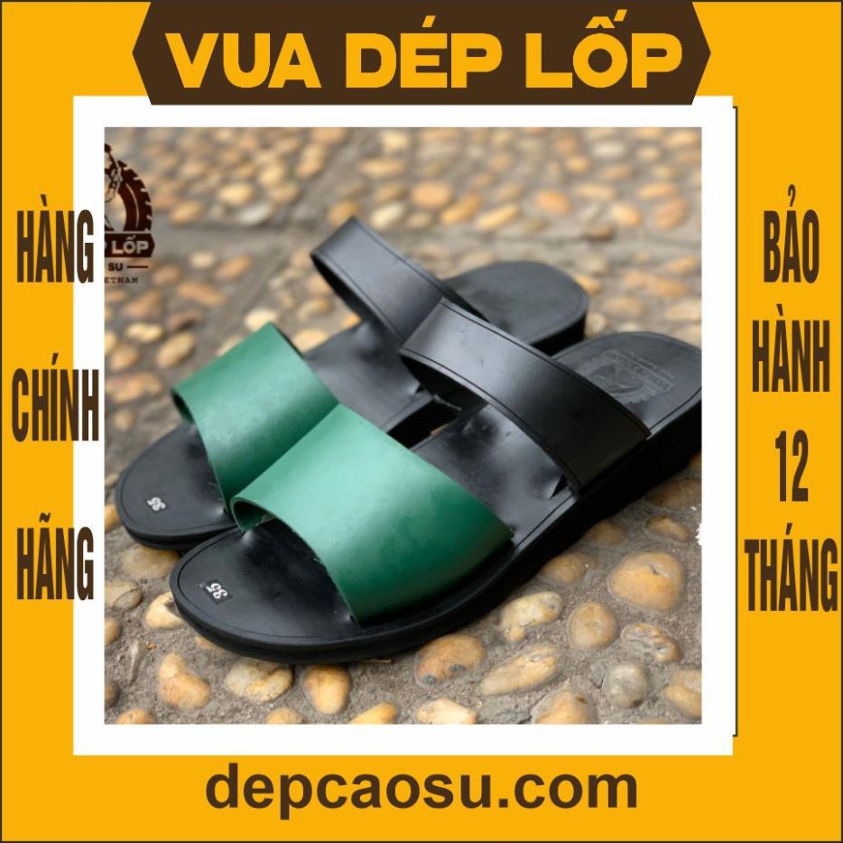 Dép cao su 2 quai ngang đế 2,5cm xanh bộ đội thương hiệu Vua Dép Lốp Phạm Quang Xuân, chính hãng, có bảo hành, ảnh thật