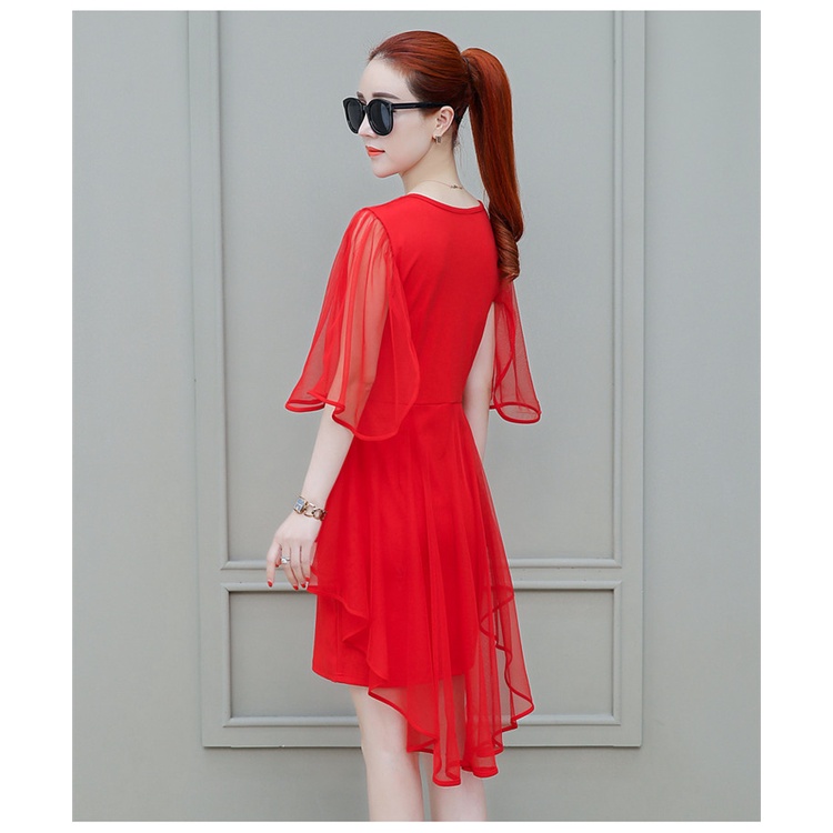 Đầm dáng ôm phối lưới thời trang mùa hè xinh xắn size M-XXL cho nữ
