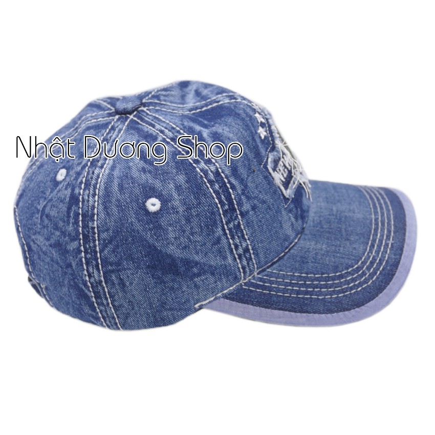 Nón kết jean NY New York khóa đuôi thường - Xanh Jean