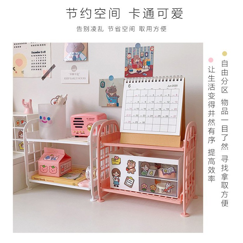 Kệ mini gấp gọn 2 tầng gam màu pastel xinh xỉu - MiuSua