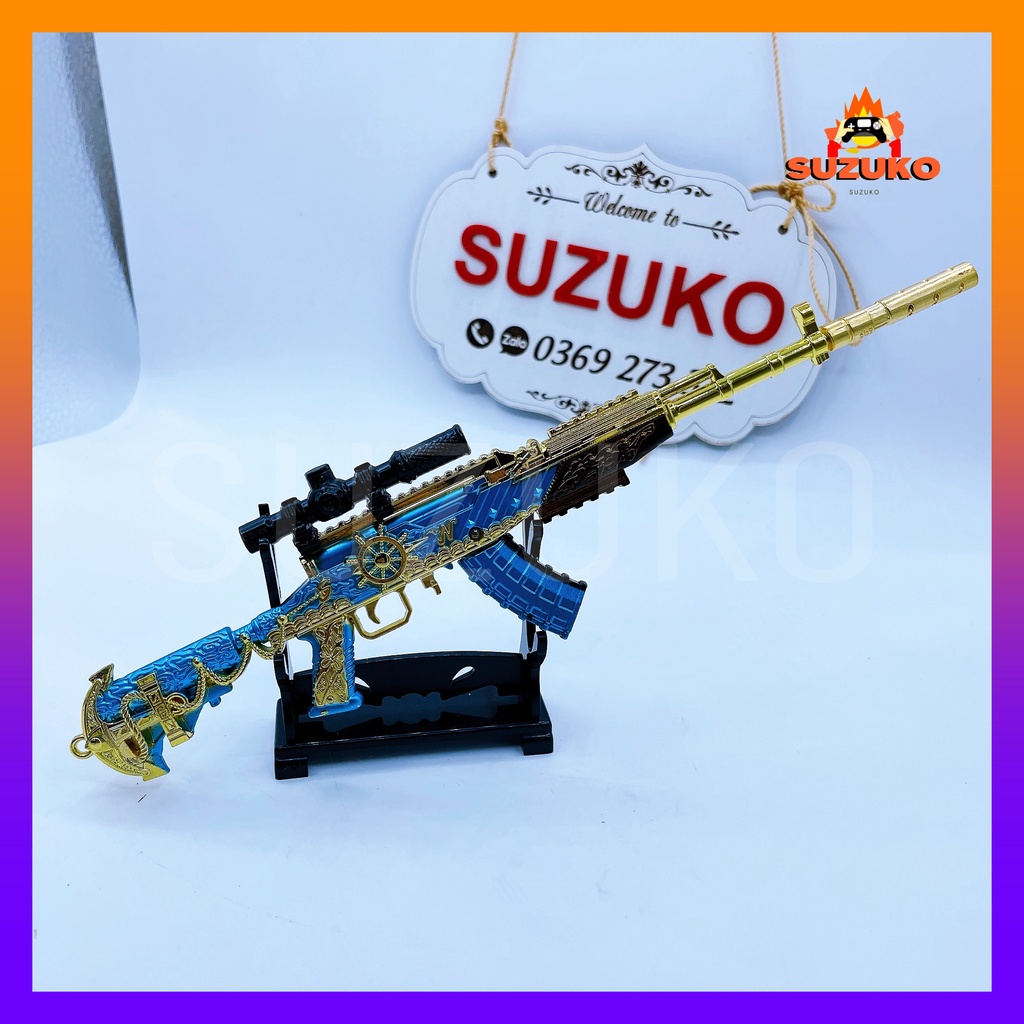 Mô hình súng kim loại lắp ráp pubg, csgo free fire đồ chơi lắp ráp SKS Braves Danger nhân vật dài 24cm sưu tầm