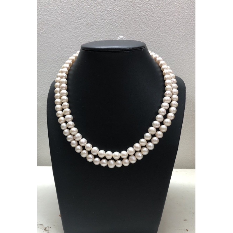 Vòng cổ hạt đôi 8 ly hai tầng