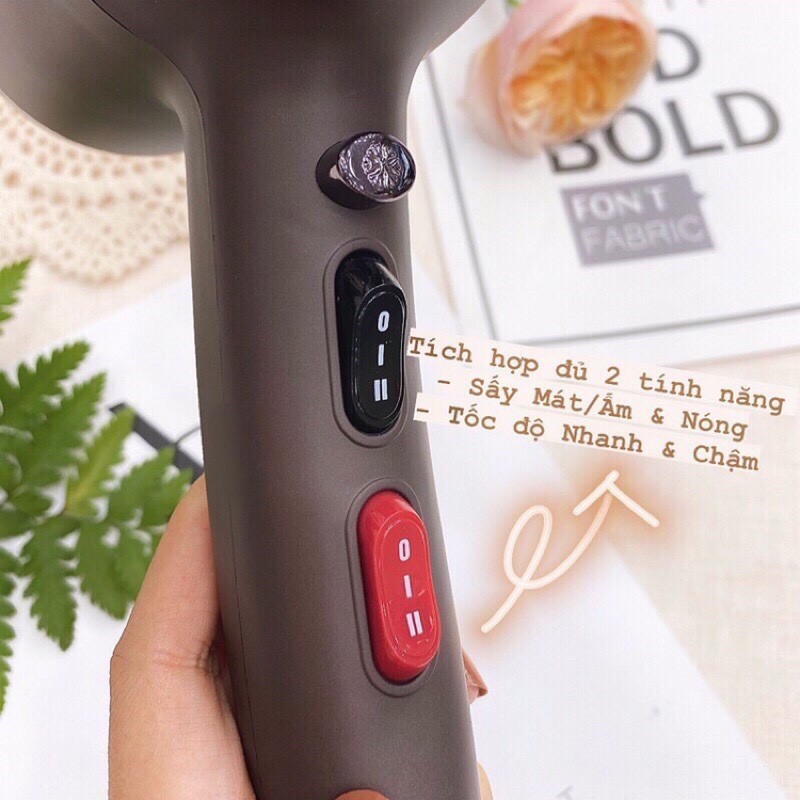 Máy sấy tóc Davines 6690-2500w công suất lớn, 2 chiều nóng lạnh chuẩn salon sấy khỏe chạy êm
