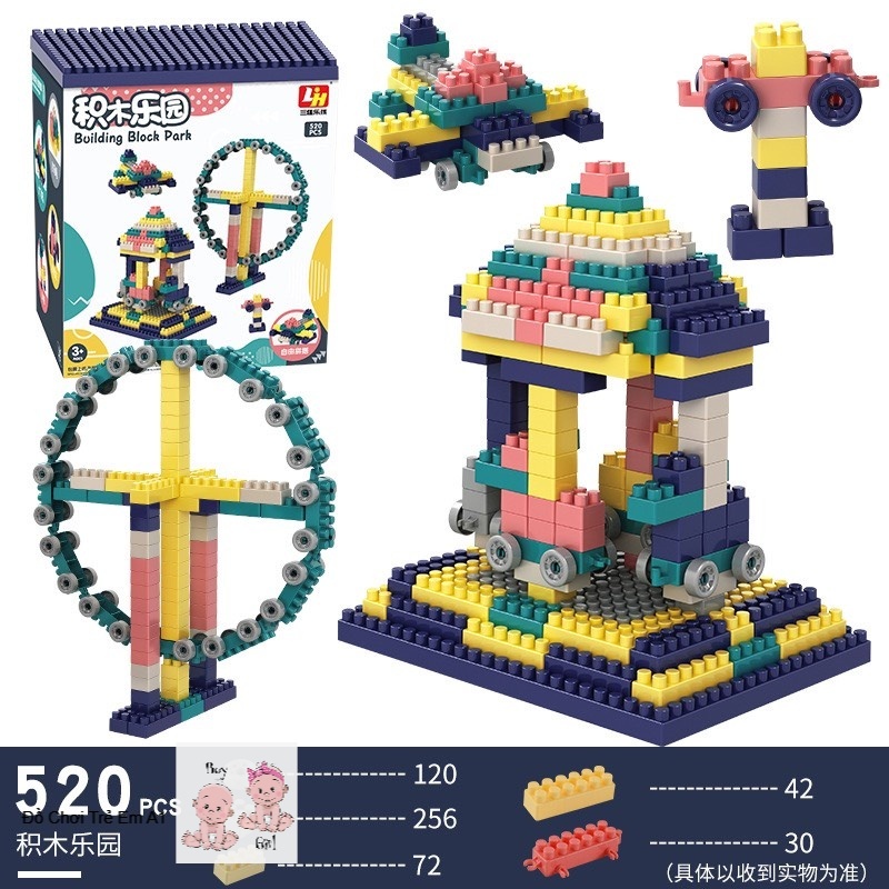 ĐỒ CHƠI TRẺ EM A1 Bộ ghép hình Lego 520 chi tiết + Đế cứng để dựng mô hình