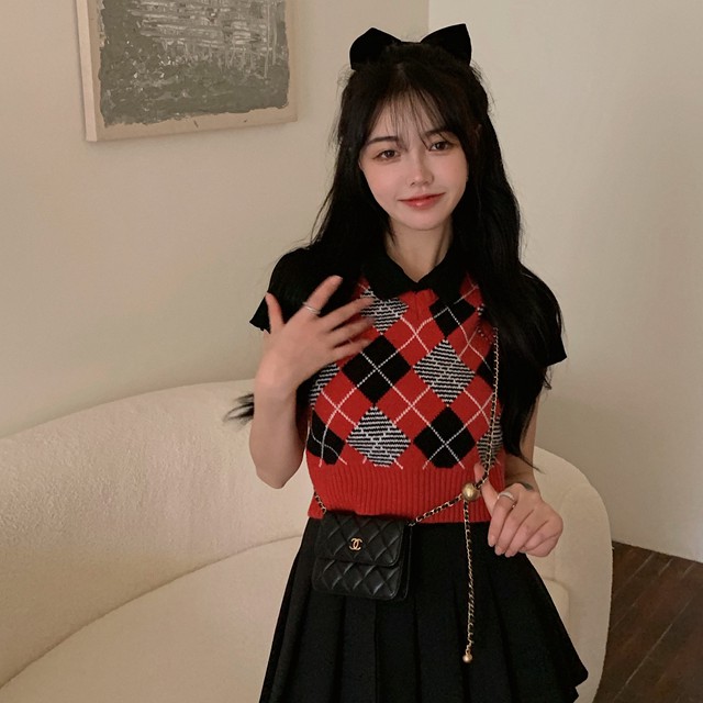 Áo vest COZOK kẻ sọc caro thời trang cho nữ