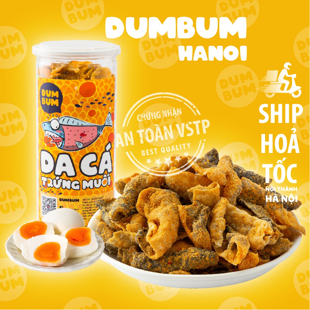 [Mã 1511FMCGSALE giảm 8% đơn 500K] Da cá trứng muối 220g DumBum, đồ ăn vặt Hà Nội, vừa ngon vừa rẻ