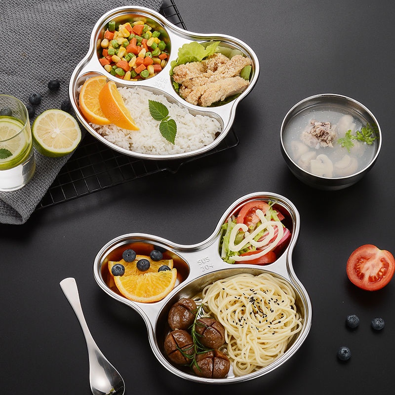 Khay Đựng Thức Ăn Bằng Thép Không Gỉ 304 Kiểu Dáng Hoạt Hình Dễ Thương Cho Bé