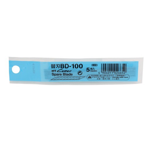 Vỉ 5 lưỡi dao NT BD-100 chính hãng NT Cutter Spare Blade-Made in Osaka -Japan.Lưỡi dao 9mm 30 độ,thép không rỉ,siêu bền