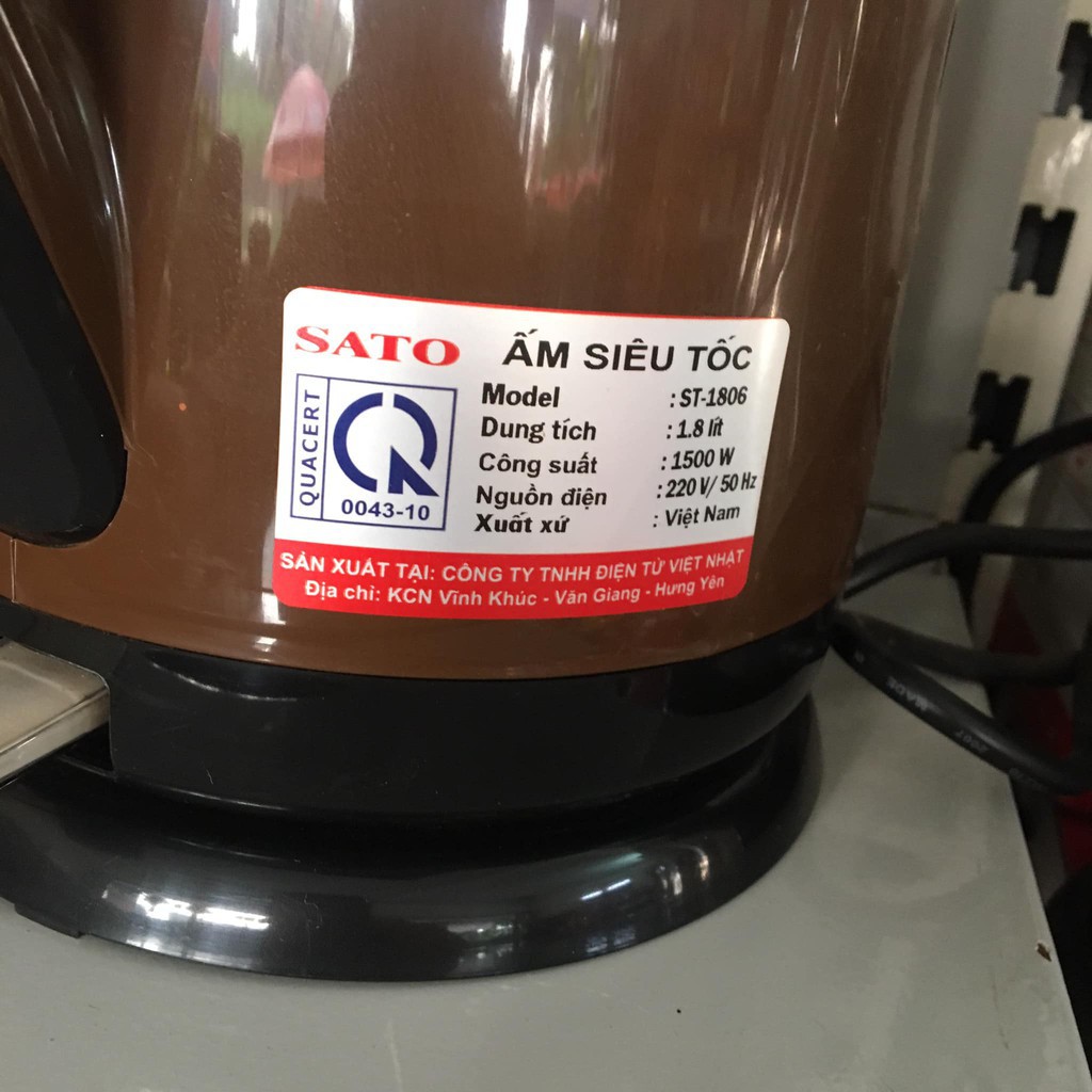 Ấm siêu tốc , Ấm siêu tốc SATO ST - 62 Hàng Chính Hãng Nhật Bản dung tích 1.8L Sôi nhanh tiết kiệm điện năng