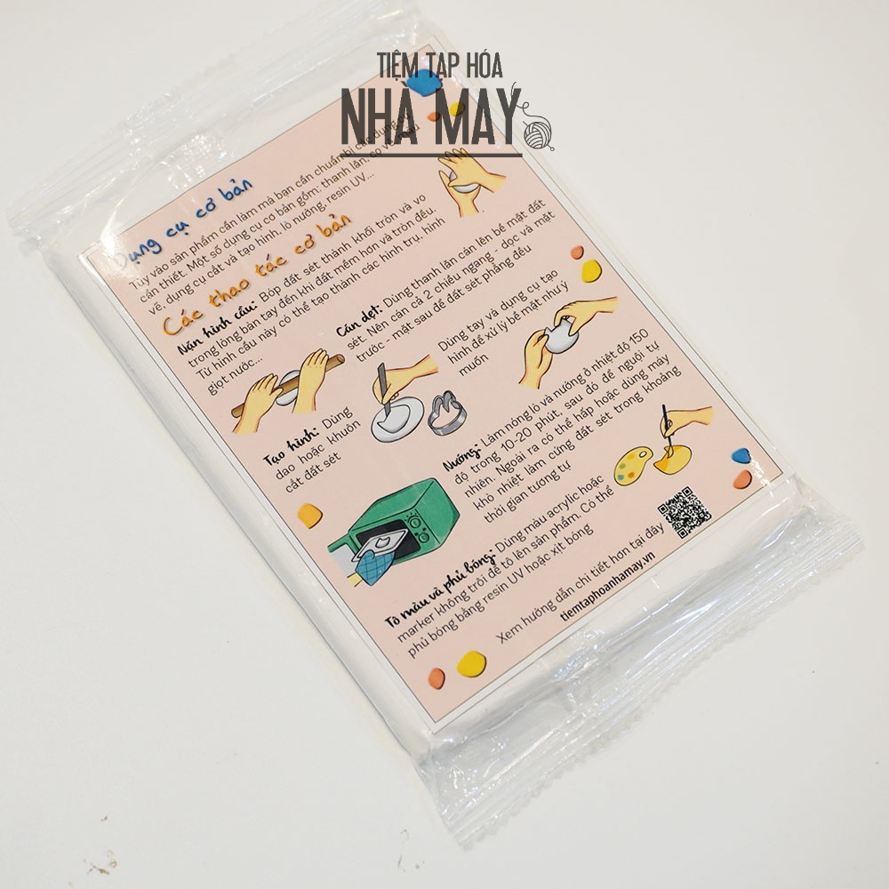 Đất set nung Polymer Clay màu trắng (250g)