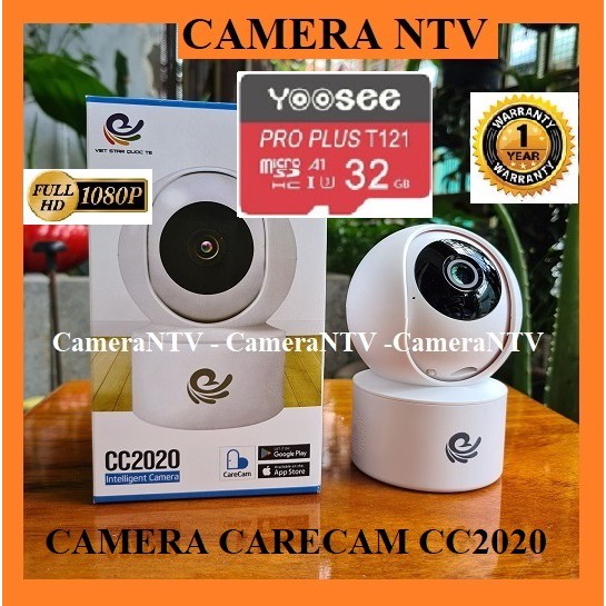 Combo Camera CARECAM YH200 HD1080 - 2.0Mpx kèm thẻ nhớ Netac/Yoosee 32G - Xoay Theo Chuyển Động