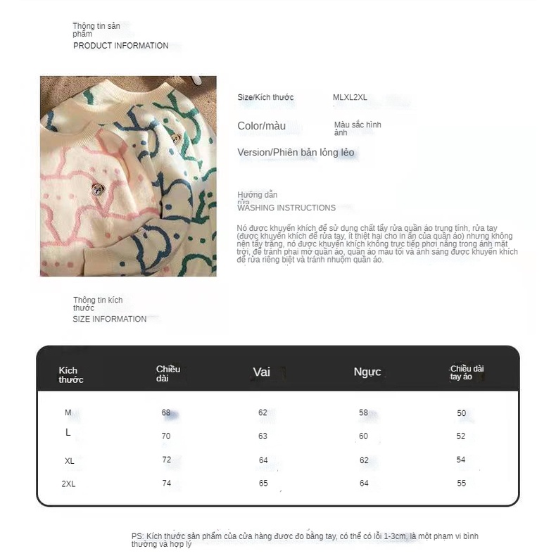 Áo sweater cổ tròn họa tiết gấu nhỏ dễ thương phong cách Nhật Bản thời trang cho nữ