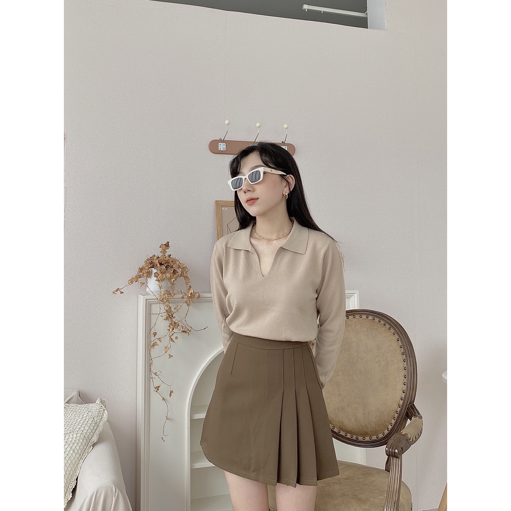 ÁO LEN CỔ V TRƠN DÀI TAY | BigBuy360 - bigbuy360.vn