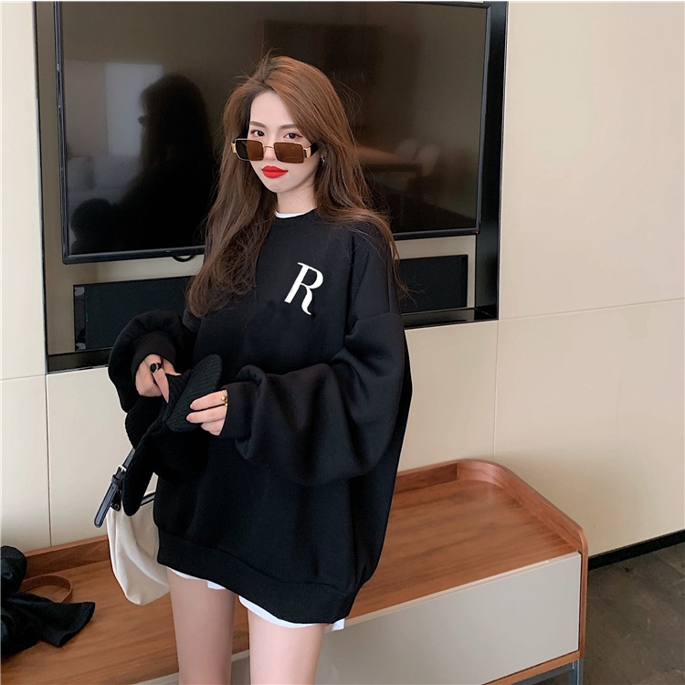 [Bảo trên tikok]Áo Nỉ Tay Dài In Chữ Thời Trang Trẻ Trung Chất Lượng Cao