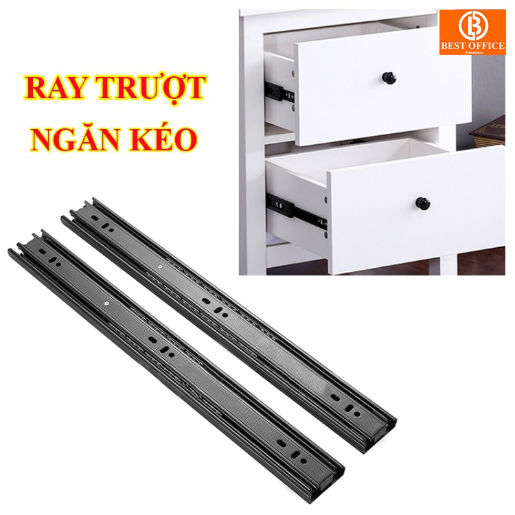 Ray trượt ngăn kéo, hộc tủ di động [2 chiếc] thép sơn tĩnh điện siêu bền