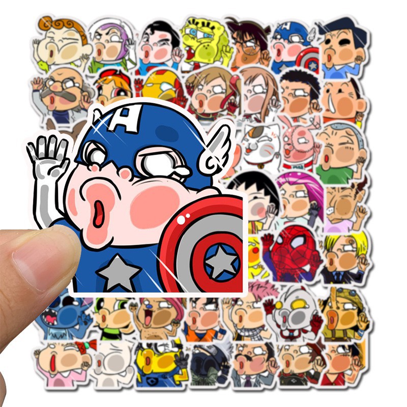 [FREESHIP 40K] SET 50 MIẾNG DÁN STICKER HOẠT HÌNH AVENGER ONEPIECE DOREMON NARUTO LAPTOP, VALI, TỦ, BÀN HỌC, XE MÁY