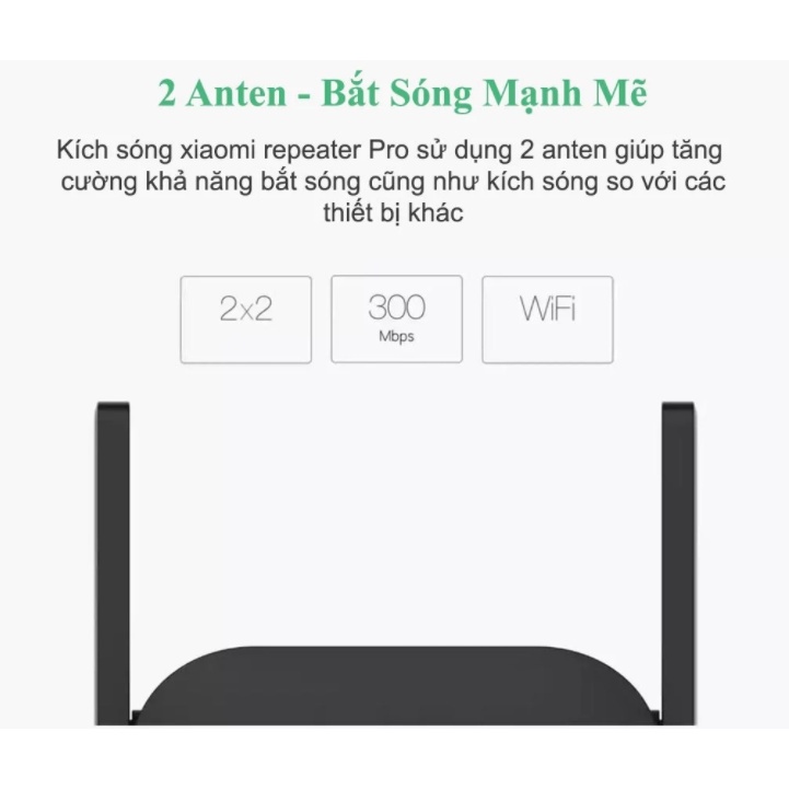 (Hàng Mới Về) Kích sóng Wifi Xiaomi Mi 2 Râu Repeater Pro – BH 2 năm