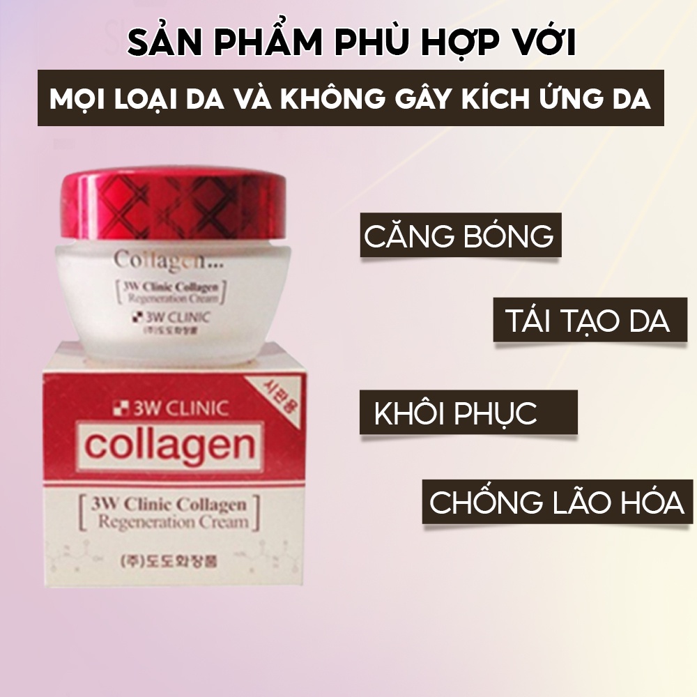 Kem dưỡng trắng da dưỡng ẩm săn chắc chống lão hóa Collagen 3W Clinic Hàn Quốc 60g giúp da trắng sáng mềm mại tự nhiên