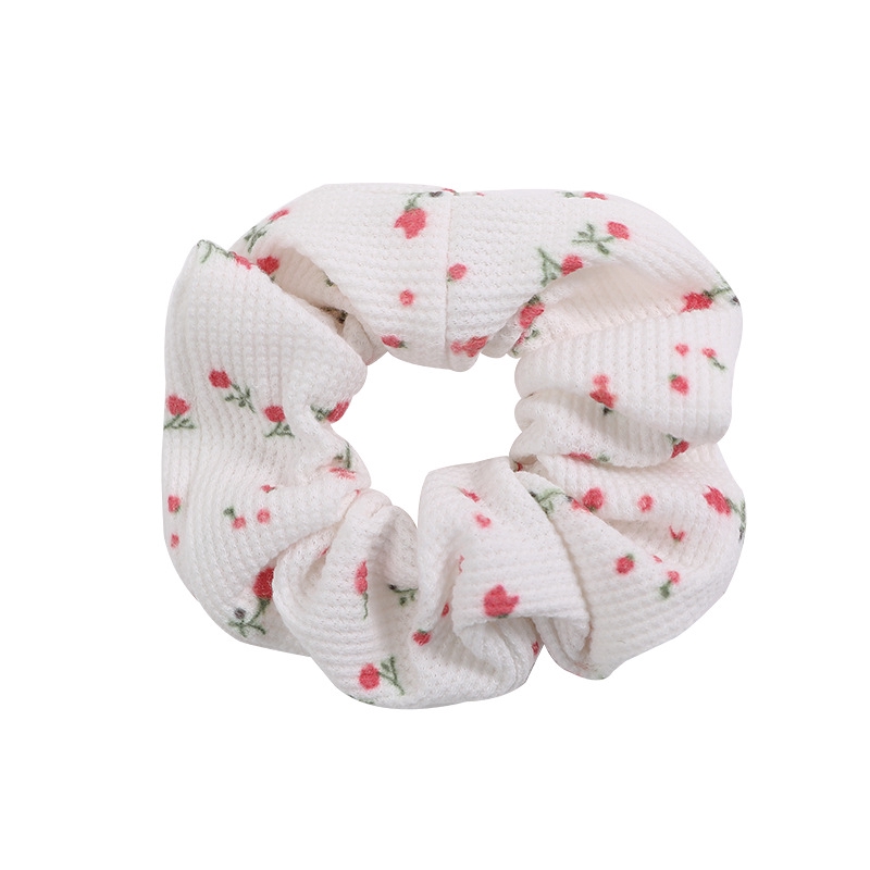 Dây buộc tóc vải bản lớn in họa tiết hoa nhỏ phong cách Nhật Hàn dành cho nữ
