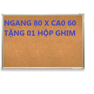 Bảng ghim bần khung nhôm treo tường 60 x 80 cm - Kèm ghim