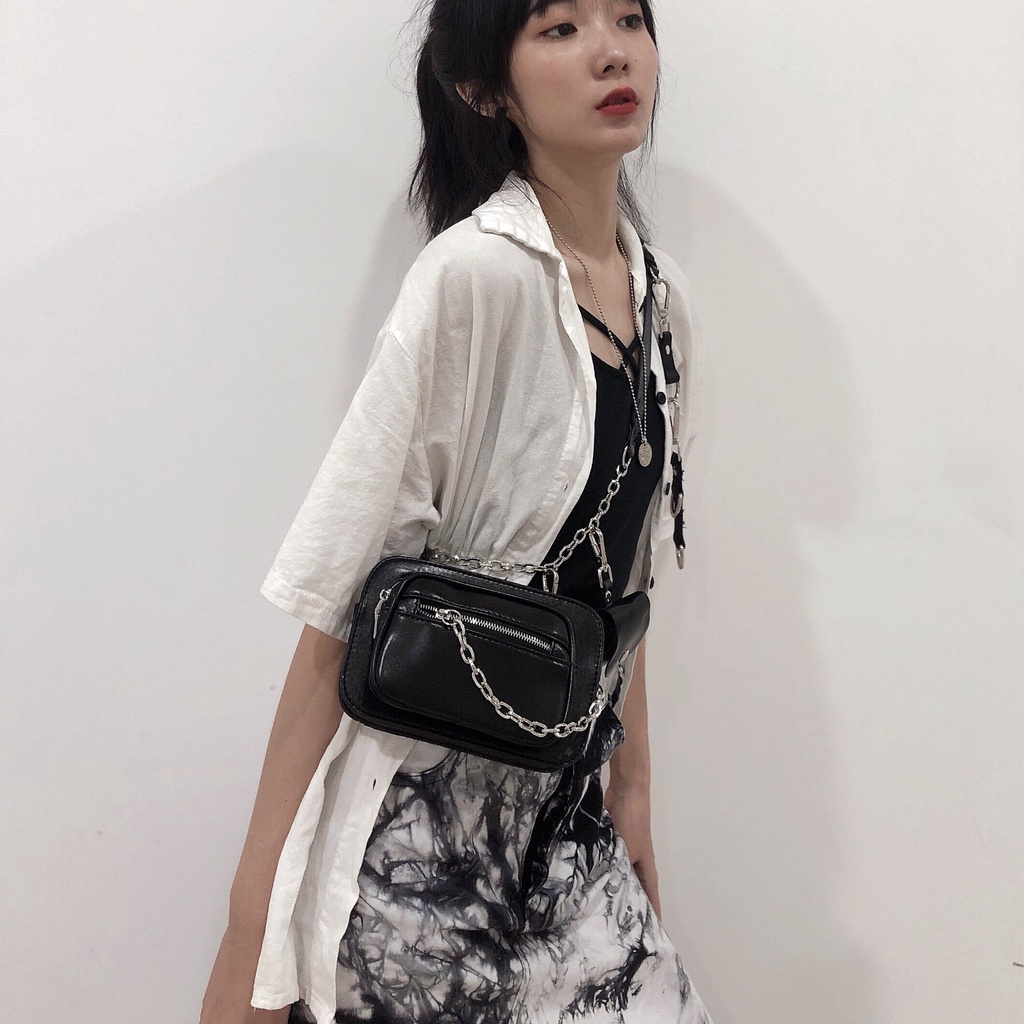 Túi đeo chéo ngực JASMIN NOIR da PU phong cách retro cá tính cho nữ