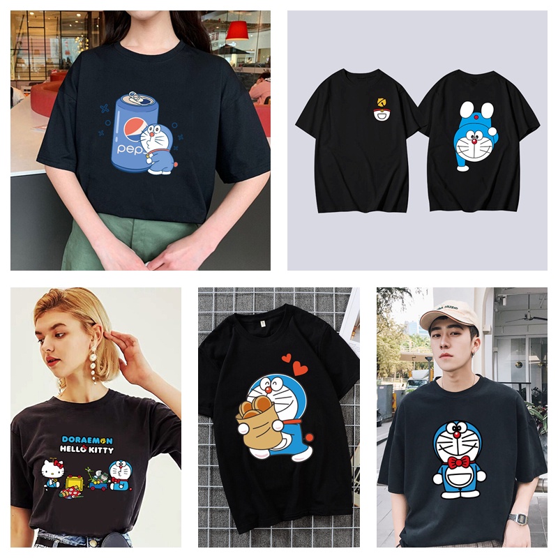 Áo Thun Tay Ngắn In Hình Doraemon Dễ Thương Cho Cặp Đôi / Plus Size