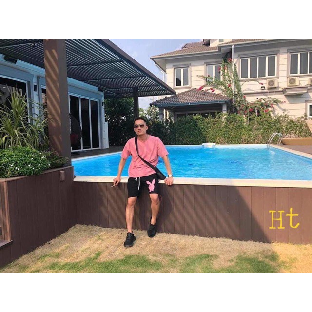 Sét thỏ Hồng+ quần đùi đen HT12