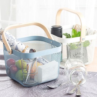 Giỏ Sắt Quai Gỗ Dáng RISATORP IKEA