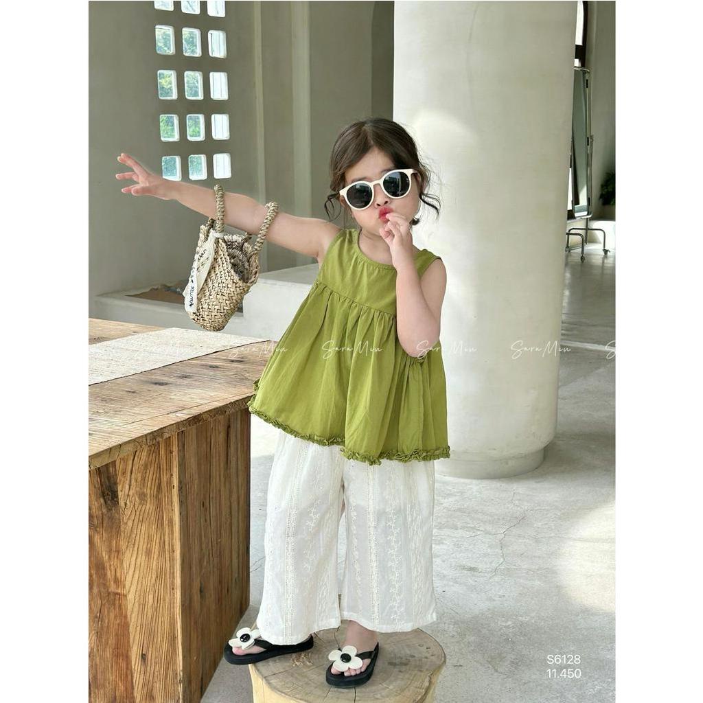 Bộ Sara áo xanh bơ bé gái