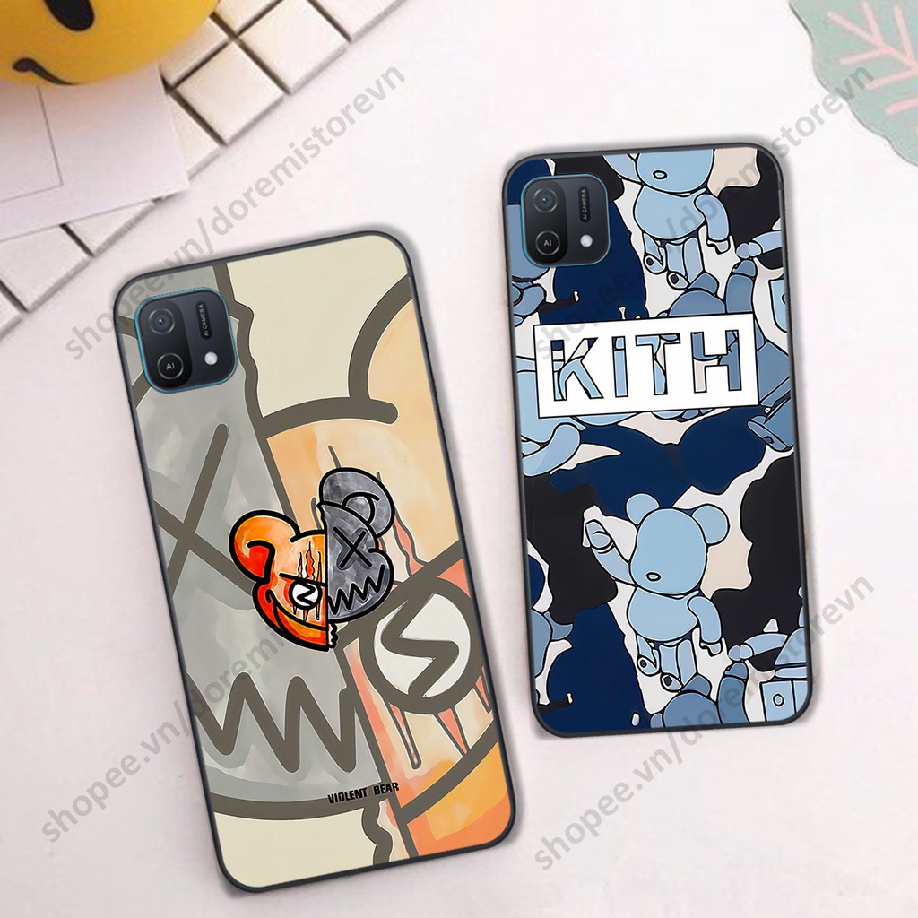 Ốp lưng Oppo A16k hình kaws, kith, bear brick nổi 3D phong cách độc đáo