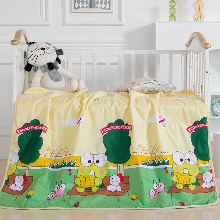 Mền Chăn Đũi Hè Thu Cho Bé; Chăn Cotton 2 Mặt Trần Bông Hoạt Hình 110x130cm Mềm Mịn Cao Cấp Cho Bé