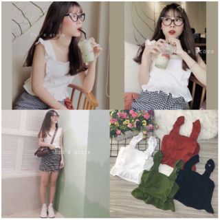 Áo Croptop Cánh Tiên Cúp Ngực Phối Bèo