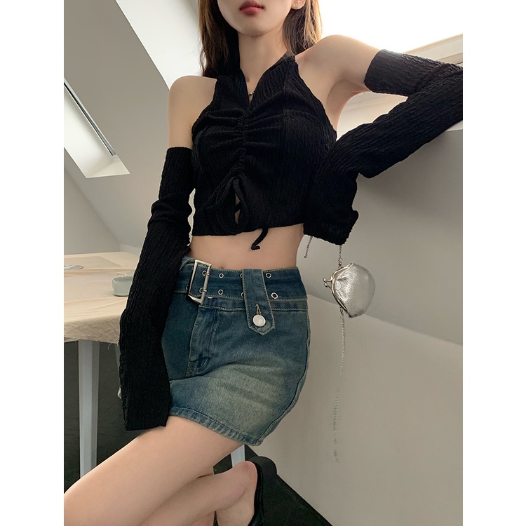 Áo Crop Top ngắn tay cổ chữ V gợi cảm thời trang dành cho nữ
