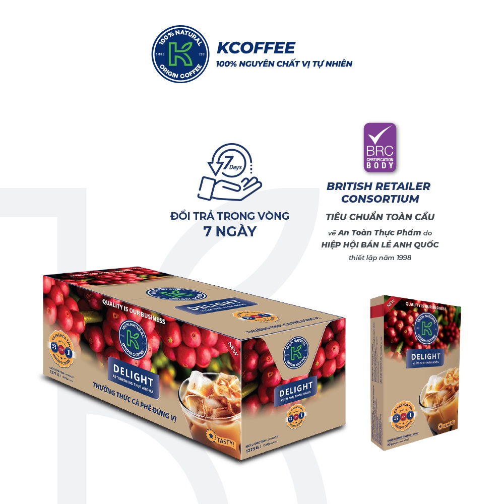 Cà phê sữa hòa tan K Delight 3in1 1275g/hộp K COFFEE - Hàng chính hãng