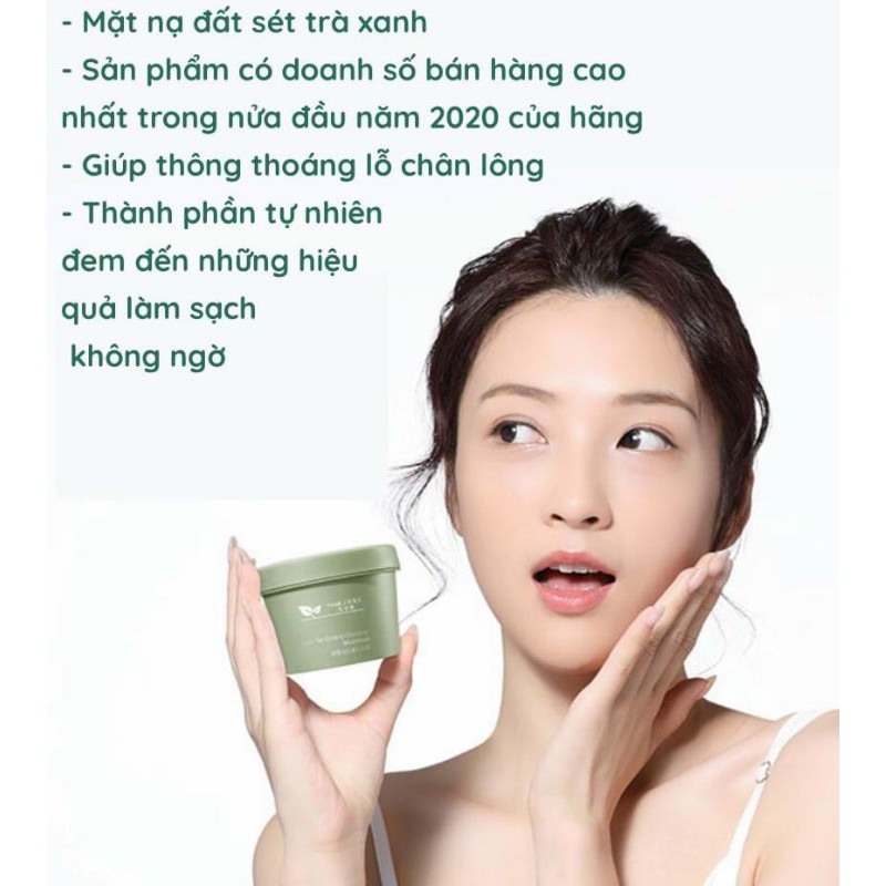 Hộp mặt nạ bùn trà xanh 100g giảm mụn kiềm dầu EBUG