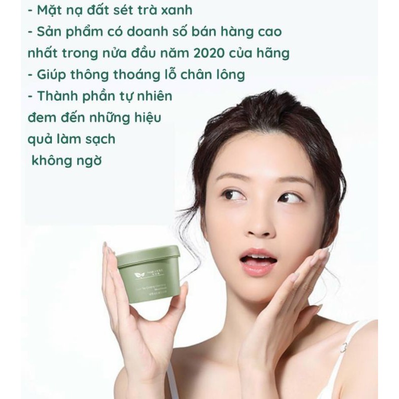 Hộp mặt nạ bùn đất sét trà xanh  Maigoole100g se khít chân lông; giảm mụn