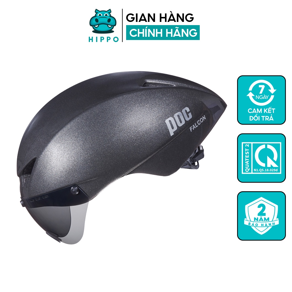 Mũ bảo hiểm xe đạp thể thao Poc Falcon siêu nhẹ chính hãng màu xám bóng - HIPPO HELMET