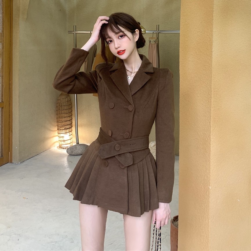 Đầm nữ dáng xòe mini tay dài thu đông Emilyshop