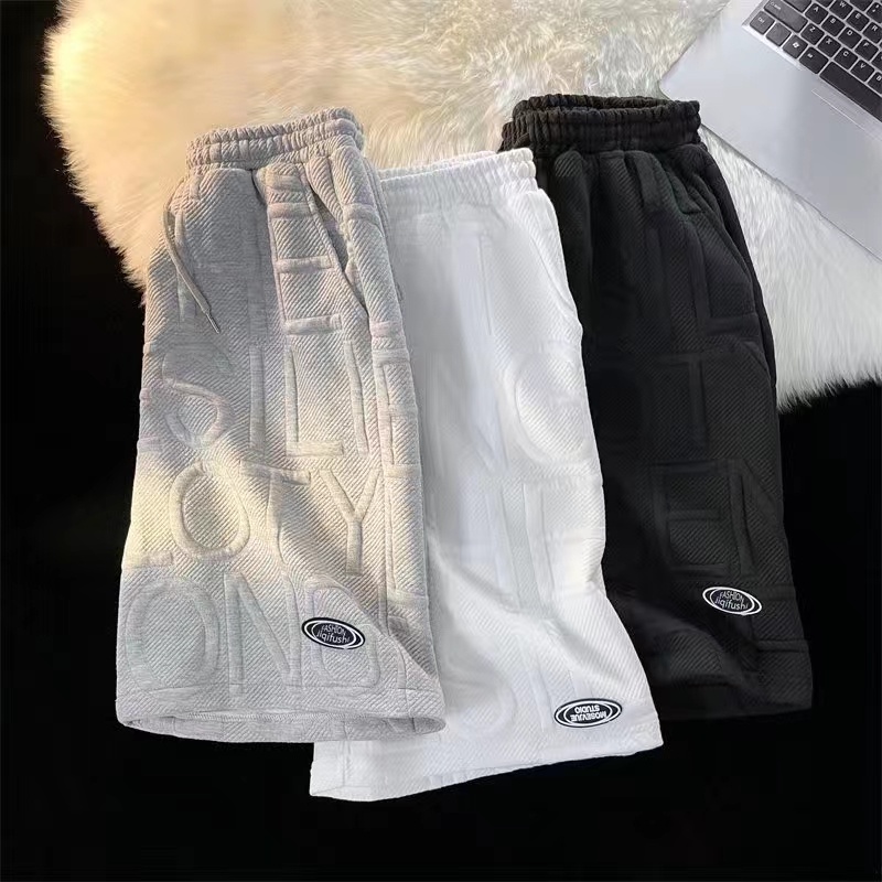 【45-90KG】Bộ Thể Thao Nam Áo Thun In Chữ Cổ Tròn Phối Quần Short Rút Dây Thời Trang Cho Nam đồ bộ nam Form Rộng đồ bộ thể thao nữ