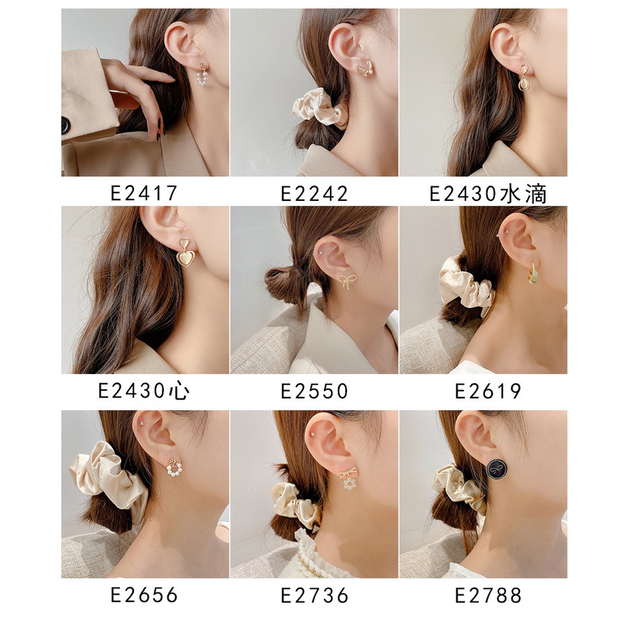 Bông tai mạ bạc 925 đính ngọc trai nhân tạo phong cách retro Hàn Quốc cho nữ