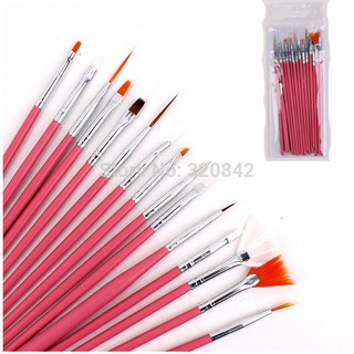 BỘ CỌ VẼ MÓNG NGHỆ THUẬT LÀM NAIL 15 CÂY CÁN HỒNG