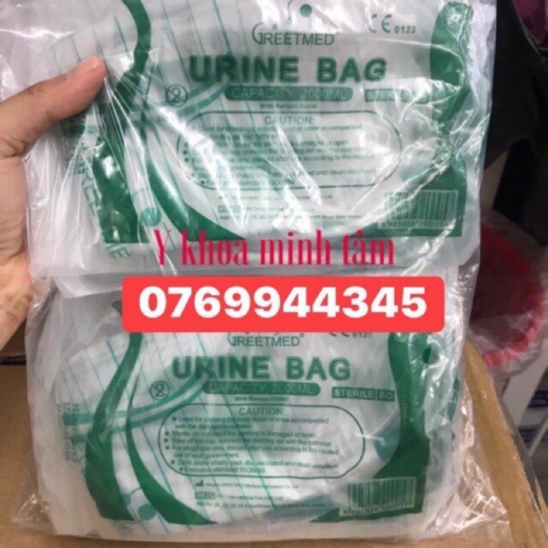 TÚI ĐỰNG NƯỚC TIỂU GREETMED URINE BAG CÓ VAN XẢ 2000ml