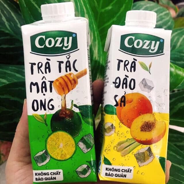 Trà cozy lốc 4 hộp/thùng 24 hộp 225ml - vải, trà tắc mật ong, trà đào sả - Trà hoa quả uống liền