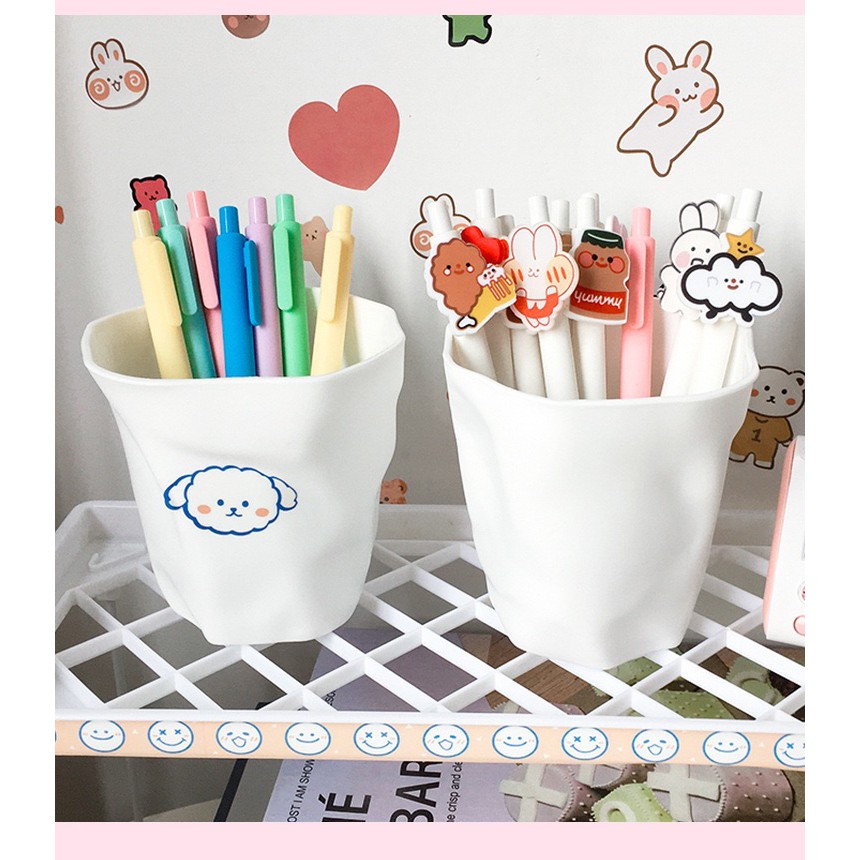 Bé Xô Hồng mini &amp; Lọ bút Trắng Tiện Dụng Siêu Xinh Xắn (không kèm sticker)