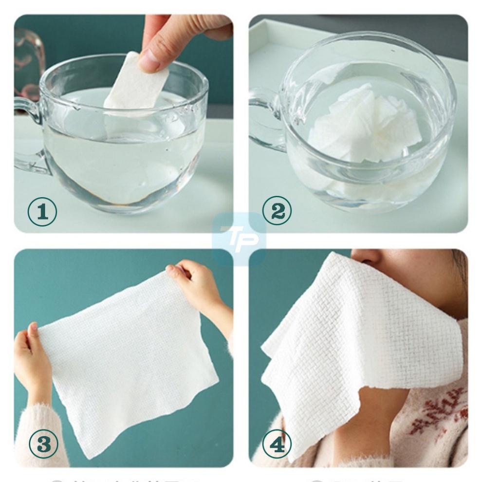 [ TẶNG MŨ ] Khăn Giấy Nén Hàn Quốc Cao Cấp MIFAN Khăn 24x30cm - Loại Dày 2 Lớp