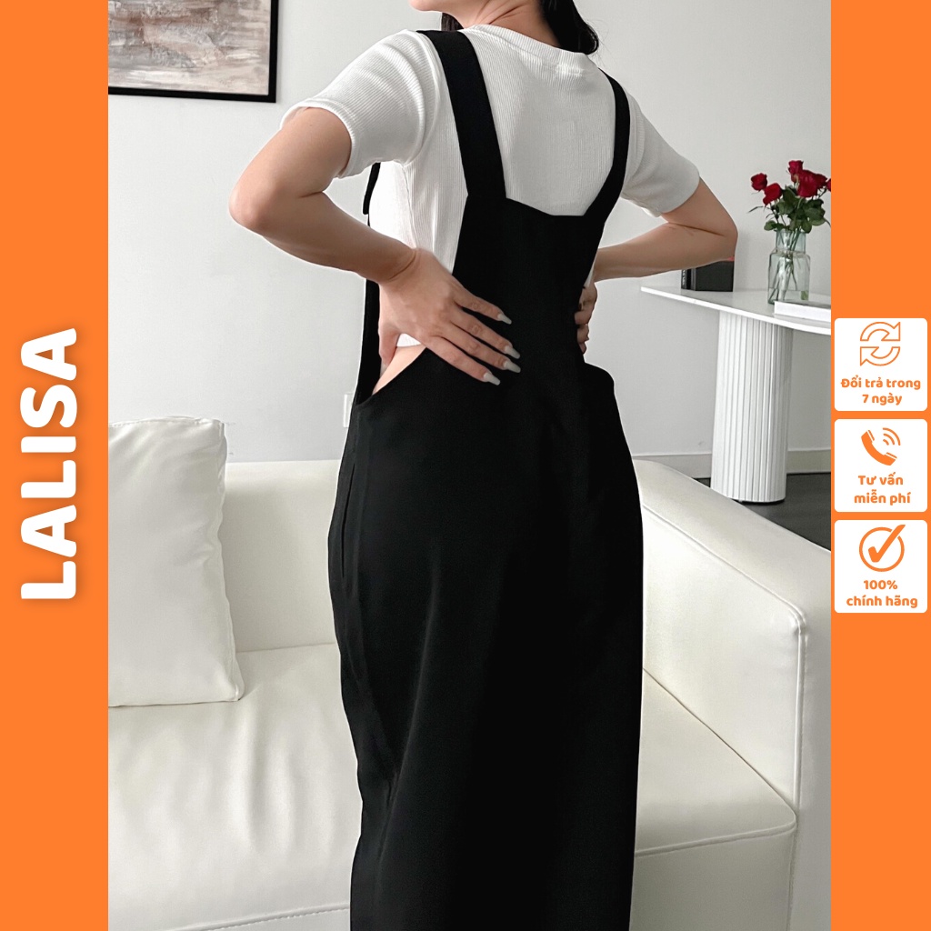 Quần Yếm Nữ LALISA Yếm Quần Dài Kiểu Hàn Quốc Thiết Kế Ống Rộng Ulzzang Có Dây Nút Điều Chỉnh Có Túi Trước QD006